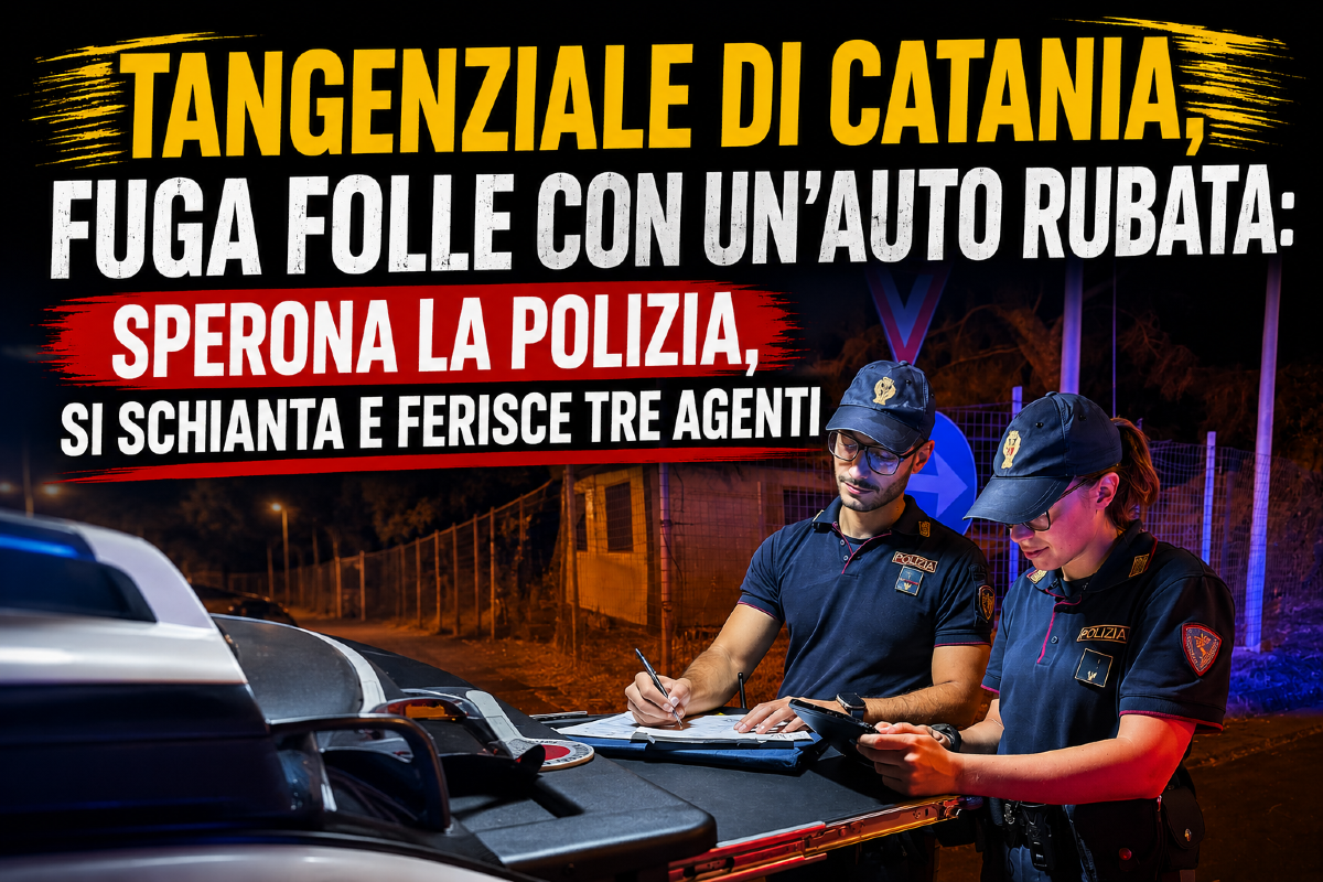 Tangenziale di Catania, fuga folle con un'auto rubata: sperona la Polizia, si schianta e ferisce tre agenti - 