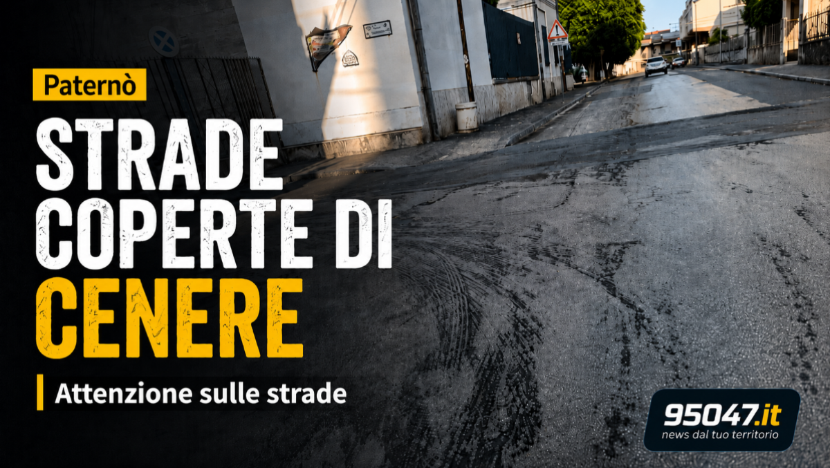 Paternò si sveglia con le strade ricoperte dalla cenere dell’Etna: attenzione a moto e scooter - 