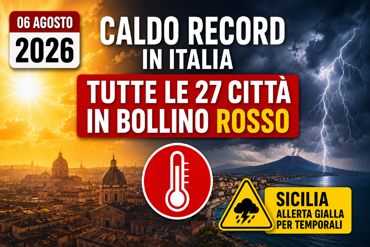 Caldo record: per la prima volta nel 2026 tutta l'Italia è in bollino rosso. In Sicilia anche allerta gialla per i temporali - 