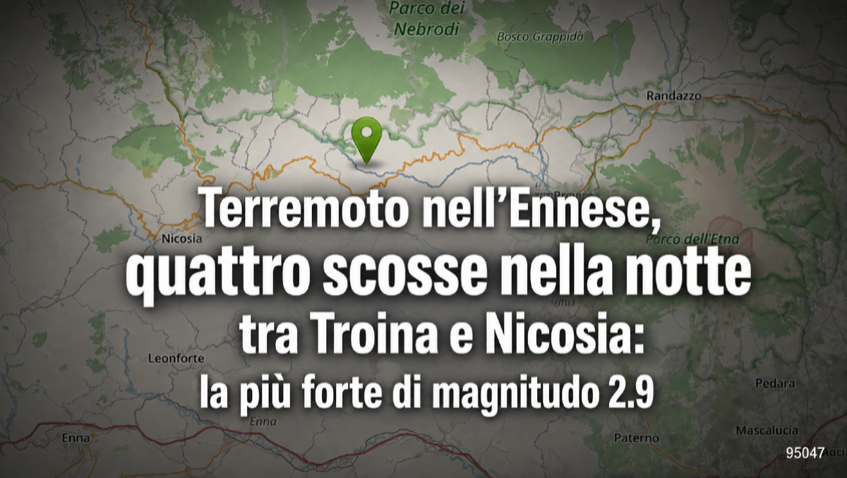 Terremoto nell’Ennese, quattro scosse nella notte tra Troina e Nicosia: la più forte di magnitudo 2.9 - 