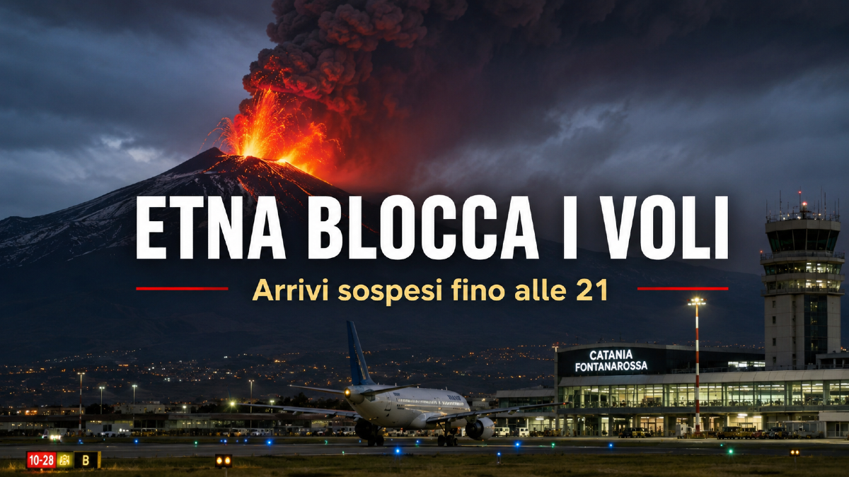 Etna, stop ai voli in arrivo all’aeroporto di Catania: sospensione fino alle 21 - 
