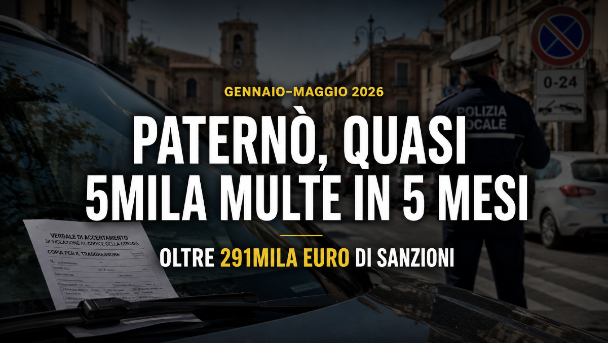 Paternò, multe per violazioni al Codice della Strada: 4.805 verbali da gennaio a maggio, oltre 291mila euro di sanzioni - 