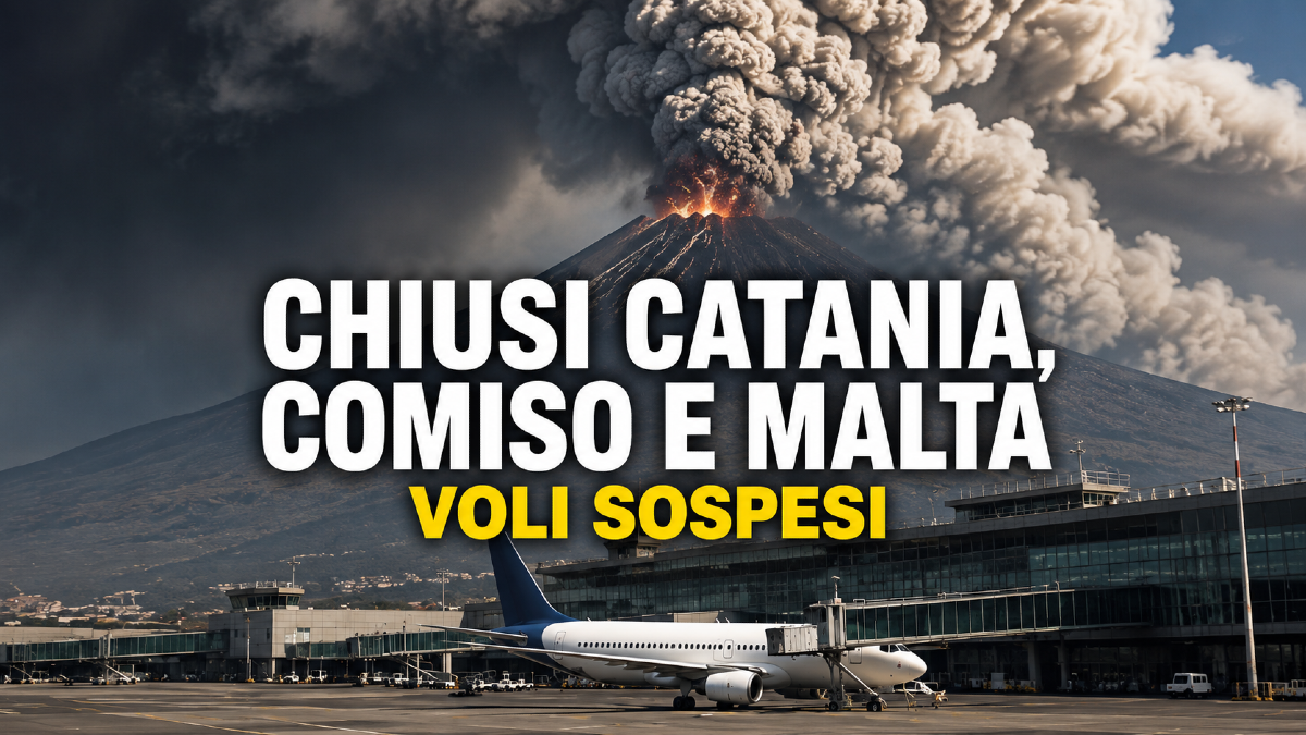 Etna, cenere nei cieli: chiusi gli aeroporti di Catania, Comiso e Malta, voli sospesi fino alle 11 - 
