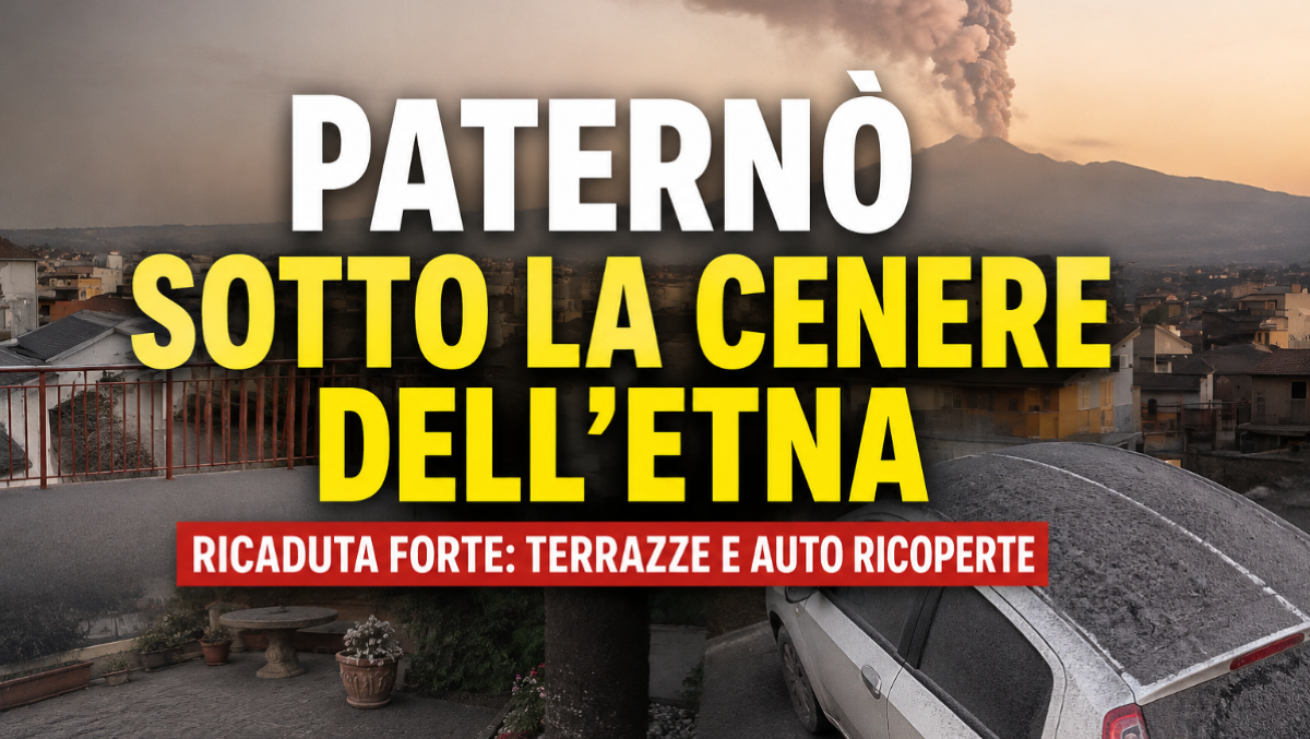 Paternò e il comprensorio sotto la cenere dell’Etna: terrazze, balconi e auto completamente ricoperti - 