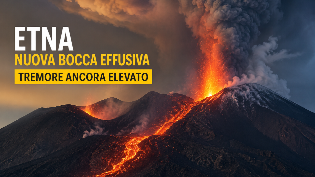 Etna, nuova bocca effusiva dopo il collasso a Monte Rittmann: tremore ancora elevato e nube fino a 6.000 metri - 