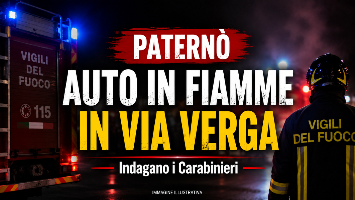 Paternò, Fiat Punto in fiamme in via Verga davanti al Parco Primavera: indagano i Carabinieri - 