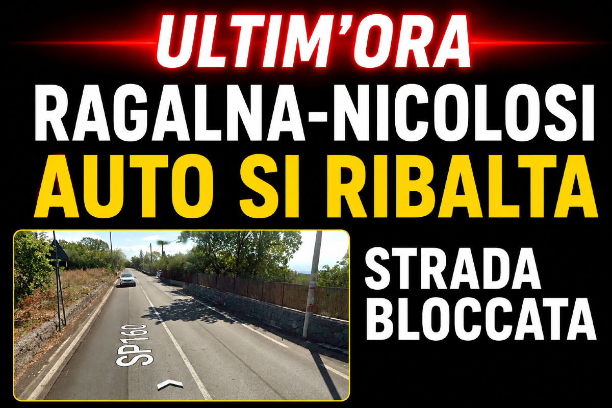 🔴 ULTIM’ORA – Ragalna-Nicolosi, auto si ribalta sulla SP160: strada bloccata - 