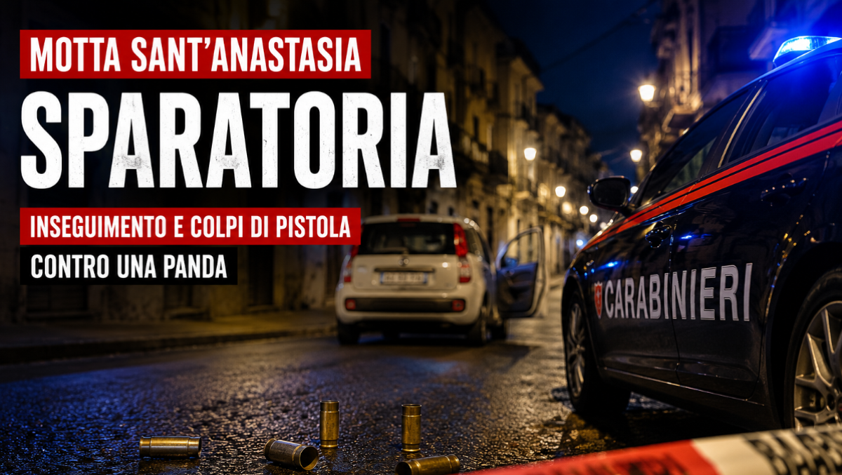 Motta Sant’Anastasia, scontro a fuoco dopo un inseguimento: trovati bossoli a terra, indagano i Carabinieri - IMMAGINE AI