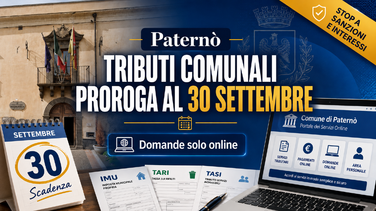 Paternò, rottamazione dei tributi comunali prorogata: domande fino al 30 settembre - 