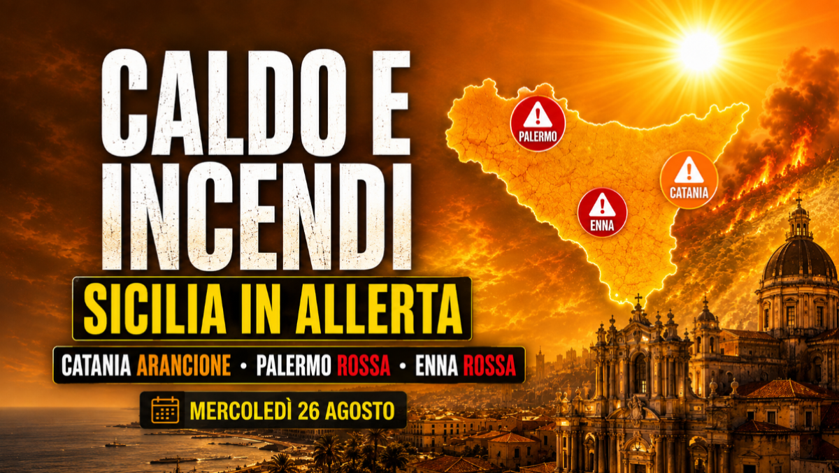 Caldo e incendi, Sicilia in allerta: Catania arancione, Palermo rossa per il calore ed Enna per i roghi - 