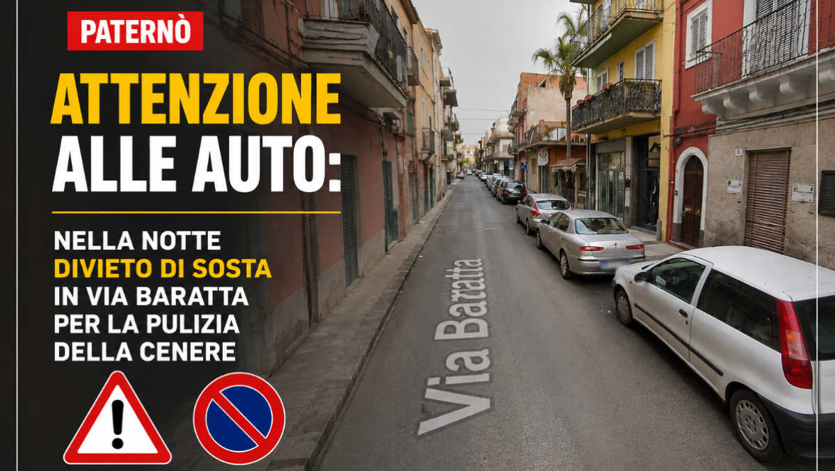 Paternò, attenzione alle auto: nella notte divieto di sosta in via Baratta per la pulizia della cenere - 