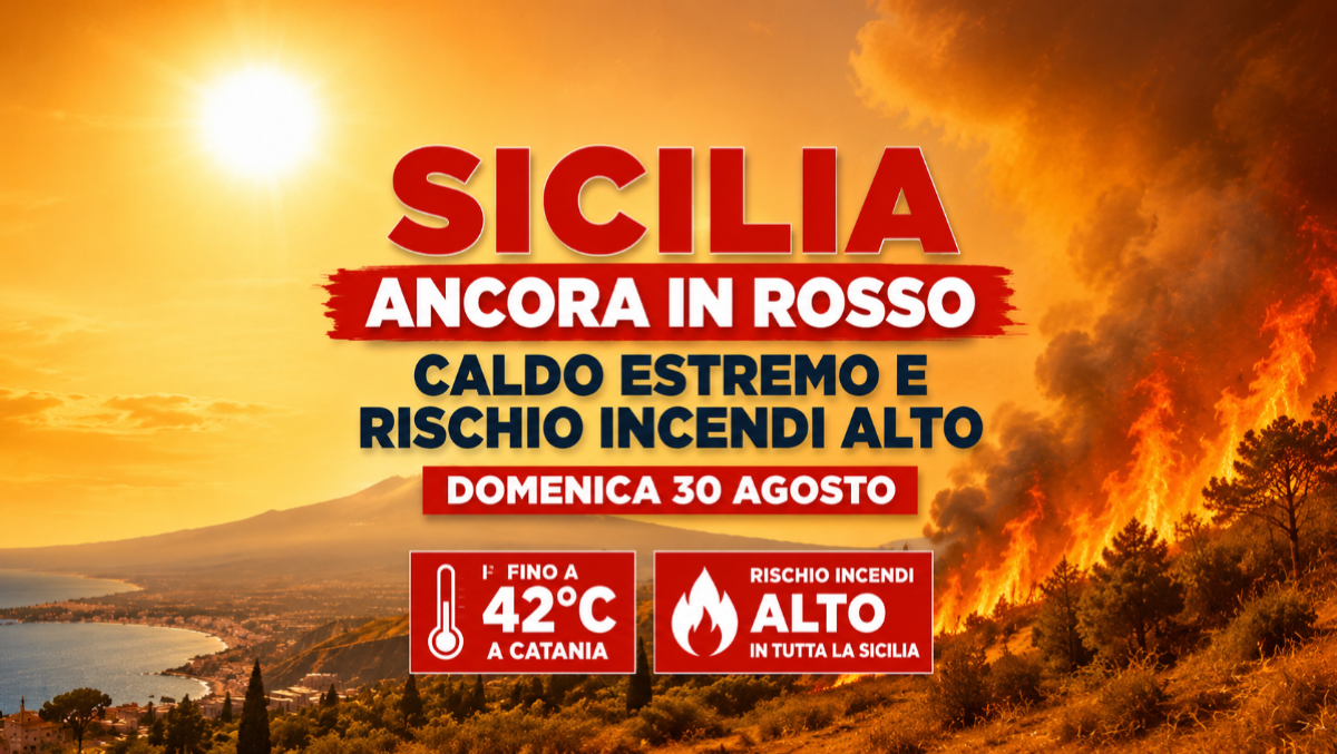 Sicilia ancora in rosso domenica 30 agosto: caldo estremo e rischio incendi alto in tutta l’Isola - 