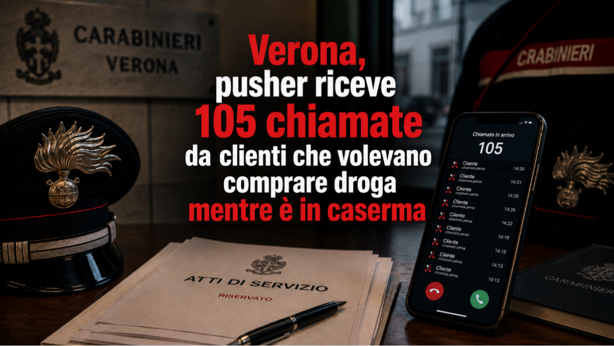 Verona, pusher riceve 105 chiamate da clienti che volevano comprare droga mentre è in caserma - 