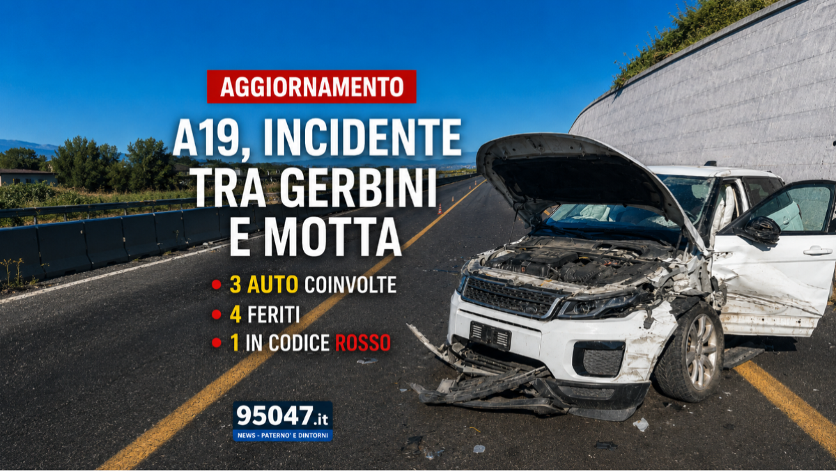 AGGIORNAMENTO – A19, incidente tra Gerbini e Motta: 3 auto coinvolte, 4 feriti e un codice rosso - 