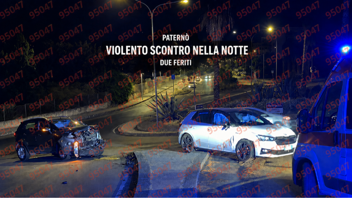 PATERNÒ, VIOLENTO SCONTRO NELLA NOTTE  TRA DUE AUTO NELLA NOTTE: DUE FERITI - 