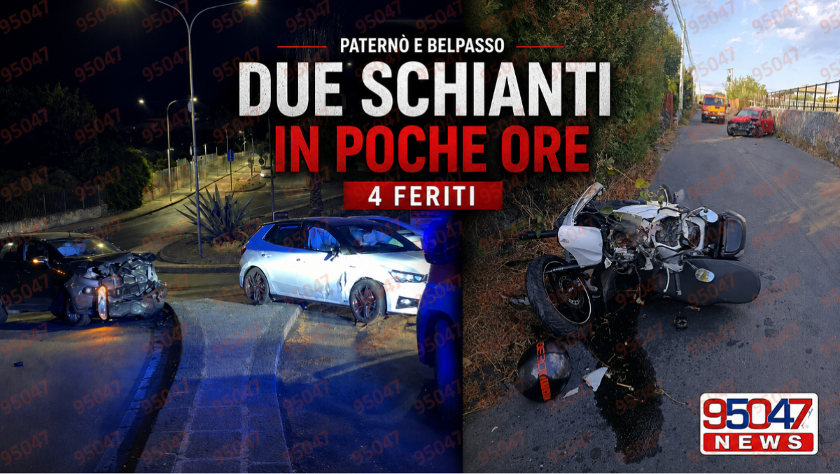PATERNÒ E BELPASSO, DUE SCHIANTI IN POCHE ORE: QUATTRO FERITI, UNO È GRAVE. - 