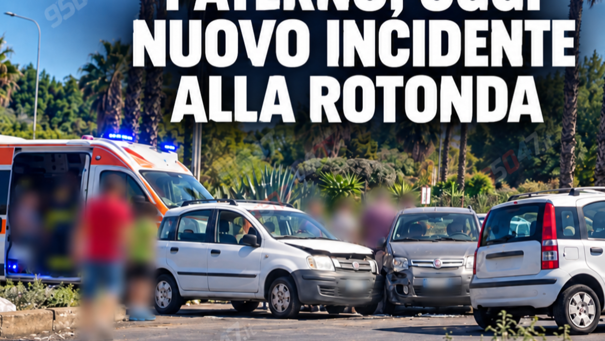 PATERNÒ, OGGI NUOVO INCIDENTE ALLA ROTONDA DEL CORSO ITALIA: IL SECONDO IN POCHI GIORNI - 