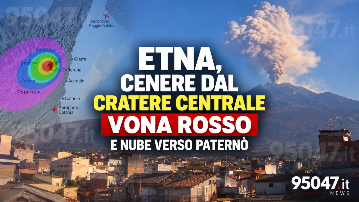 Etna, il Cratere Centrale torna in attività: cenere e VONA rosso, nube verso Paternò - 