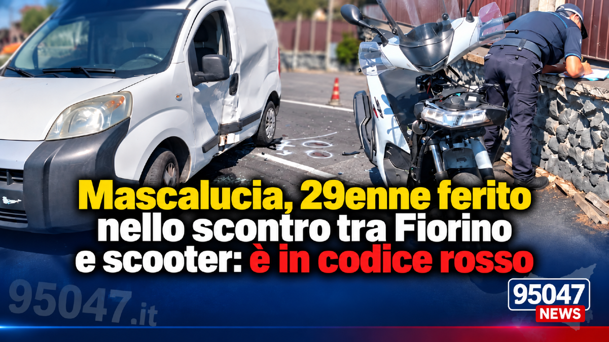 Mascalucia, 29enne ferito nello scontro tra Fiorino e scooter: è in codice rosso - 