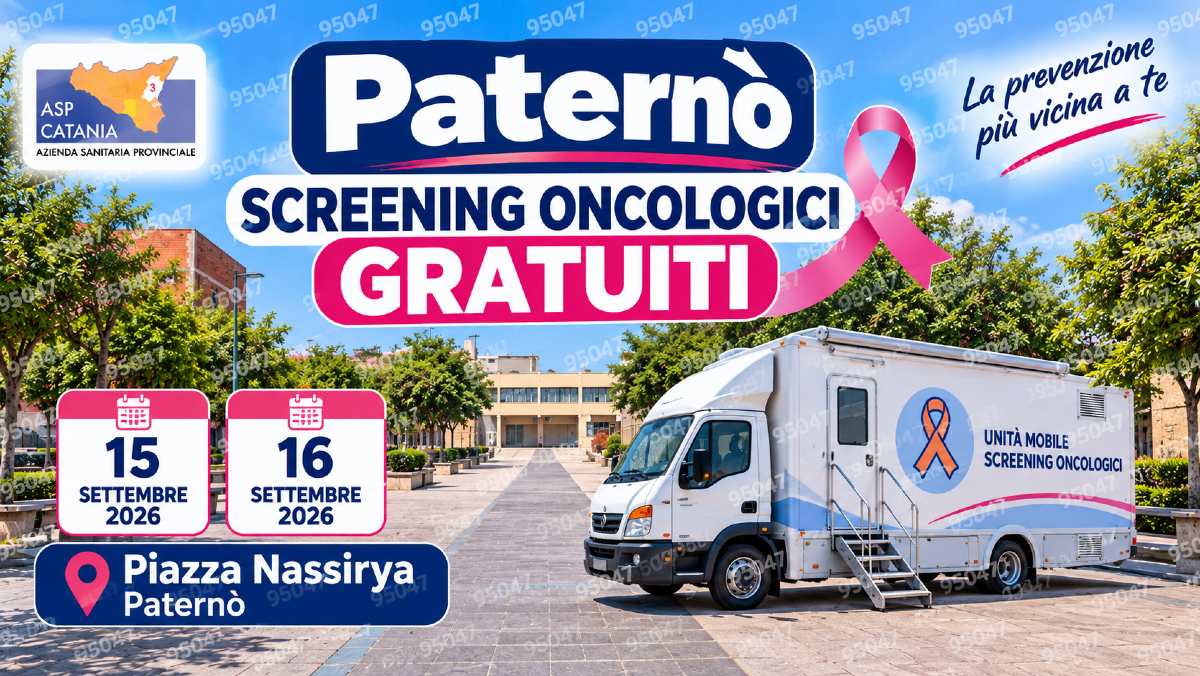 Paternò, screening oncologici gratuiti: il 15 e 16 settembre in piazza Nassirya - 