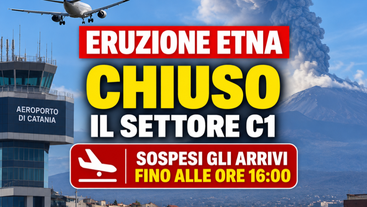 Eruzione Etna, chiuso il settore C1: aeroporto di Catania sospende gli arrivi fino alle 16 - 