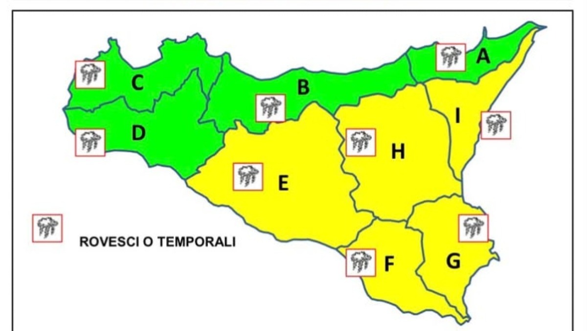 Meteo Sicilia, domani allerta gialla nel Catanese per rovesci e temporali - 