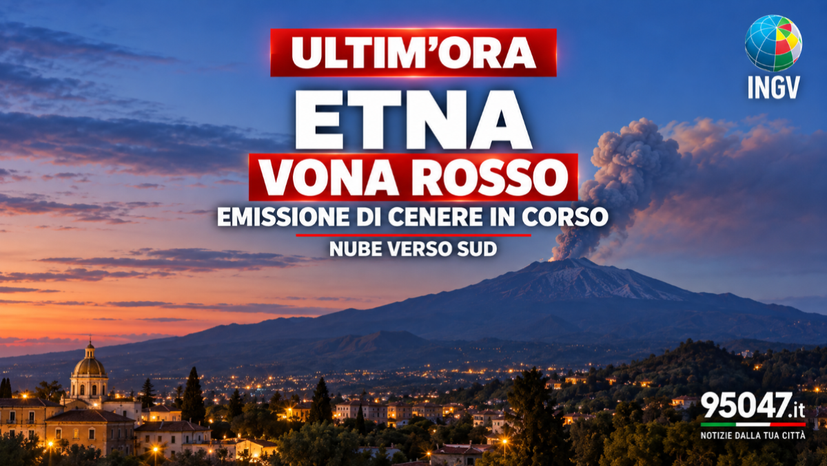 ULTIM’ORA Etna, scatta il VONA rosso: emissione di cenere in corso, nube verso Sud - 