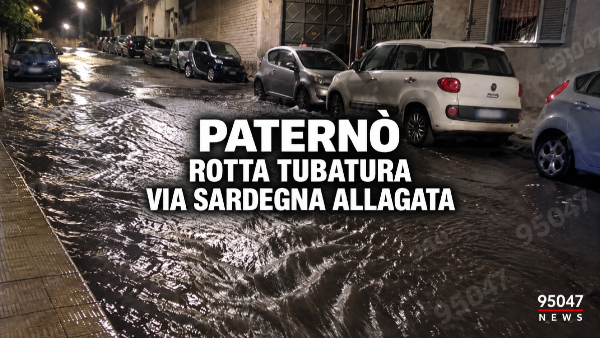 Paternò, tubatura rotta nella notte: via Sardegna diventa un fiume, acqua nei garage - 