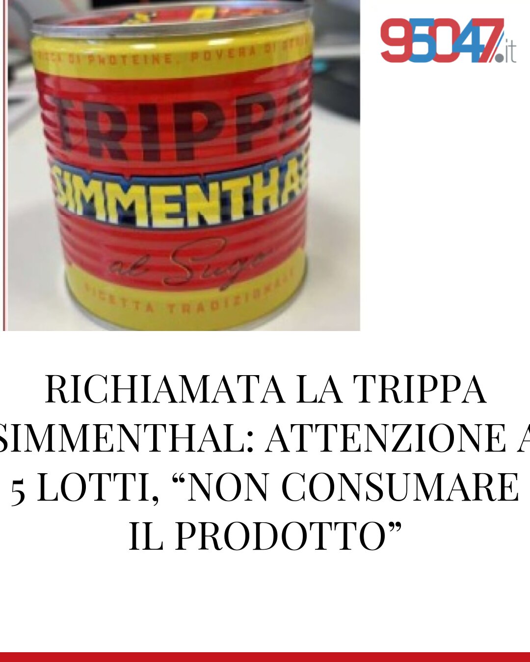 RICHIAMATA LA TRIPPA SIMMENTHAL: ATTENZIONE A 5 LOTTI, “NON CONSUMARE IL PRODOTTO”