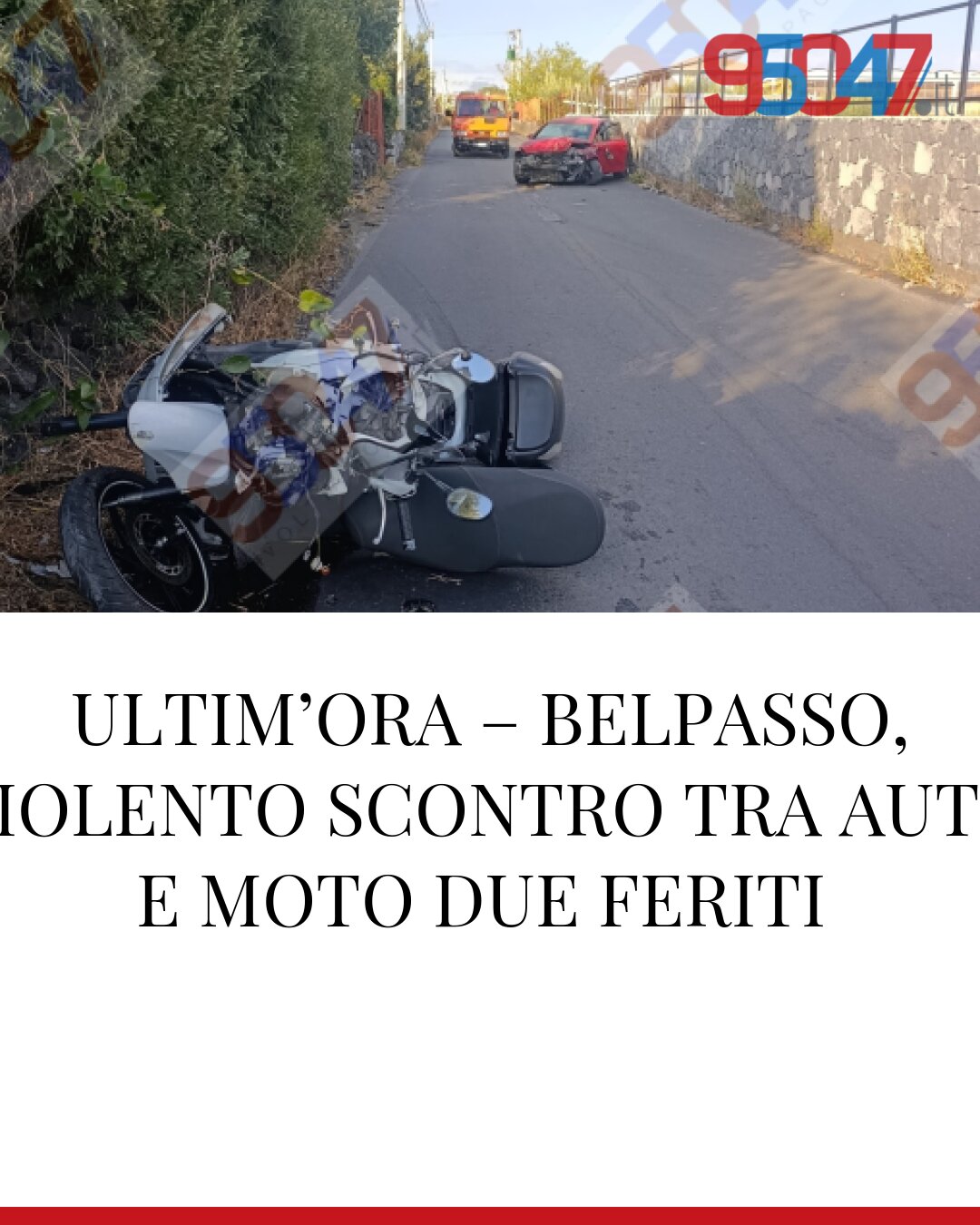 ULTIM’ORA – BELPASSO, VIOLENTO SCONTRO TRA AUTO E MOTO DUE FERITI 