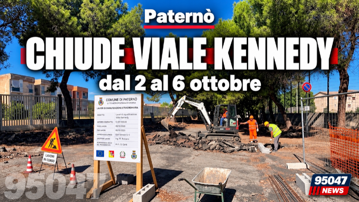 Paternò, dal 2 ottobre chiude viale Kennedy: stop al traffico fino al 6 ottobre - 