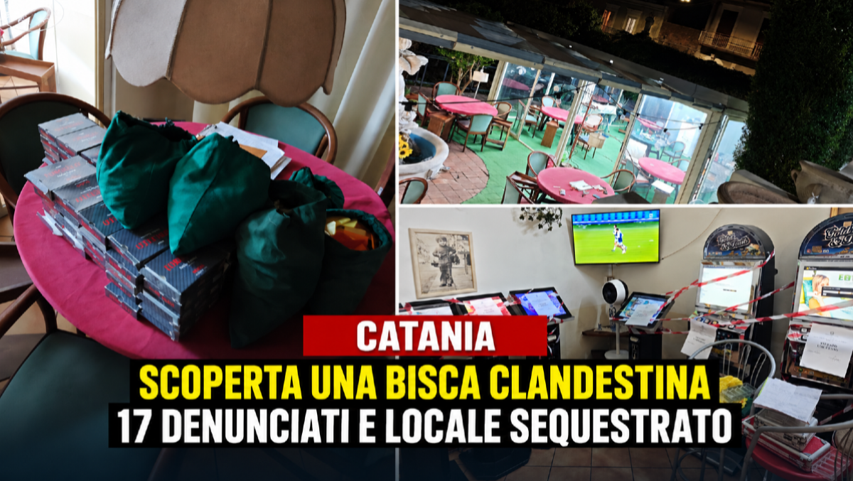 Catania, scoperta una bisca clandestina in via del Bosco: 17 denunciati e locale sequestrato - 