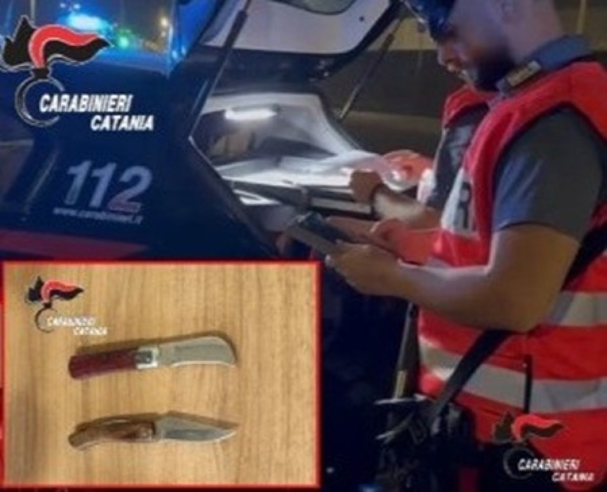 Fuga dai Carabinieri sulla fascia ionica: fermati con due coltelli, uno è di Adrano - 