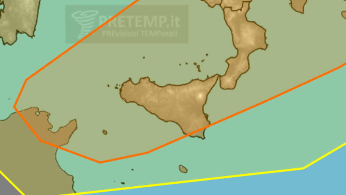 Sicilia, PRETEMP avverte: sabato 10 ottobre forti temporali, raffiche oltre 90 km/h e trombe marine - 