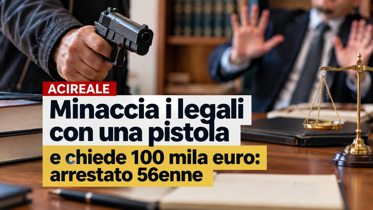 Acireale, entra nello studio legale con una pistola e pretende 100 mila euro: arrestato - 