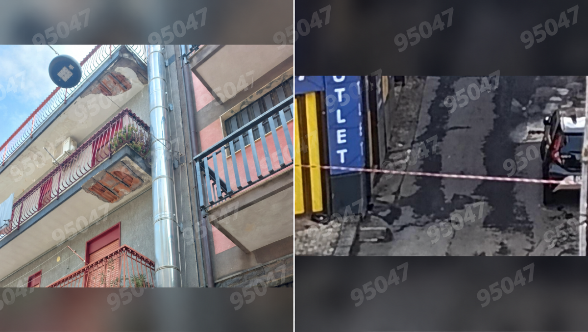 Paternò, cadono calcinacci da un balcone: intervengono i Vigili del Fuoco, strada chiusa - 