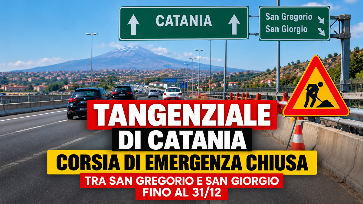 Tangenziale di Catania, corsia di emergenza chiusa tra San Gregorio e San Giorgio fino al 31/12 - 