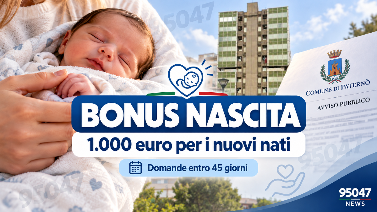 Paternò, bonus da 1.000 euro per la nascita di un figlio: ecco chi può richiederlo - 