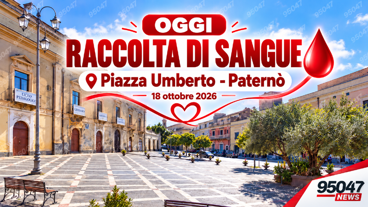 Paternò, oggi si dona il sangue in Piazza Umberto: appuntamento dalle 8:30 alle 12 - 