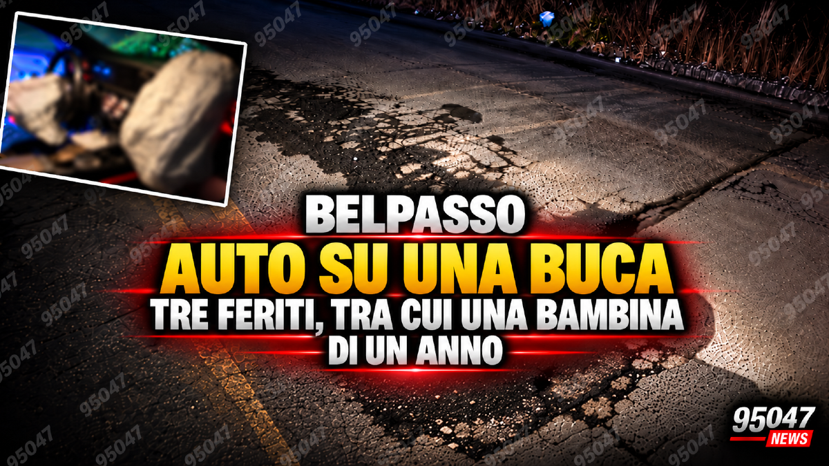 Belpasso, auto finisce su una buca: tre feriti, tra cui una bambina di un anno