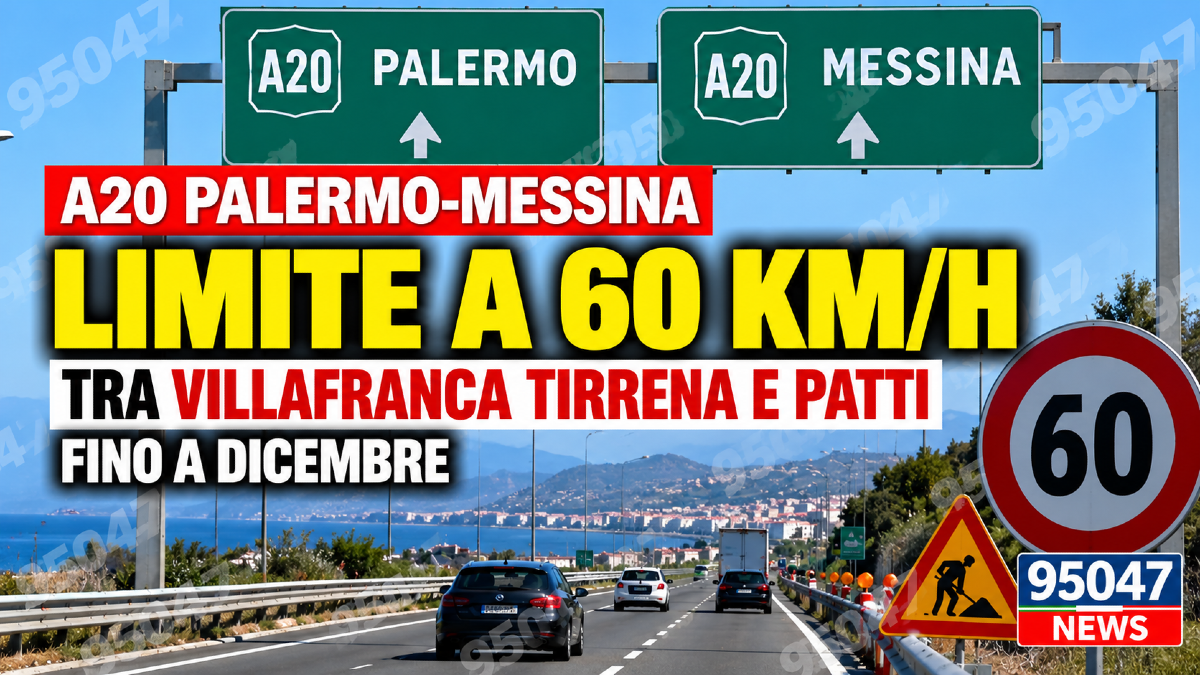 A20 Palermo-Messina, limite a 60 km/h tra Villafranca Tirrena e Patti fino a dicembre - 