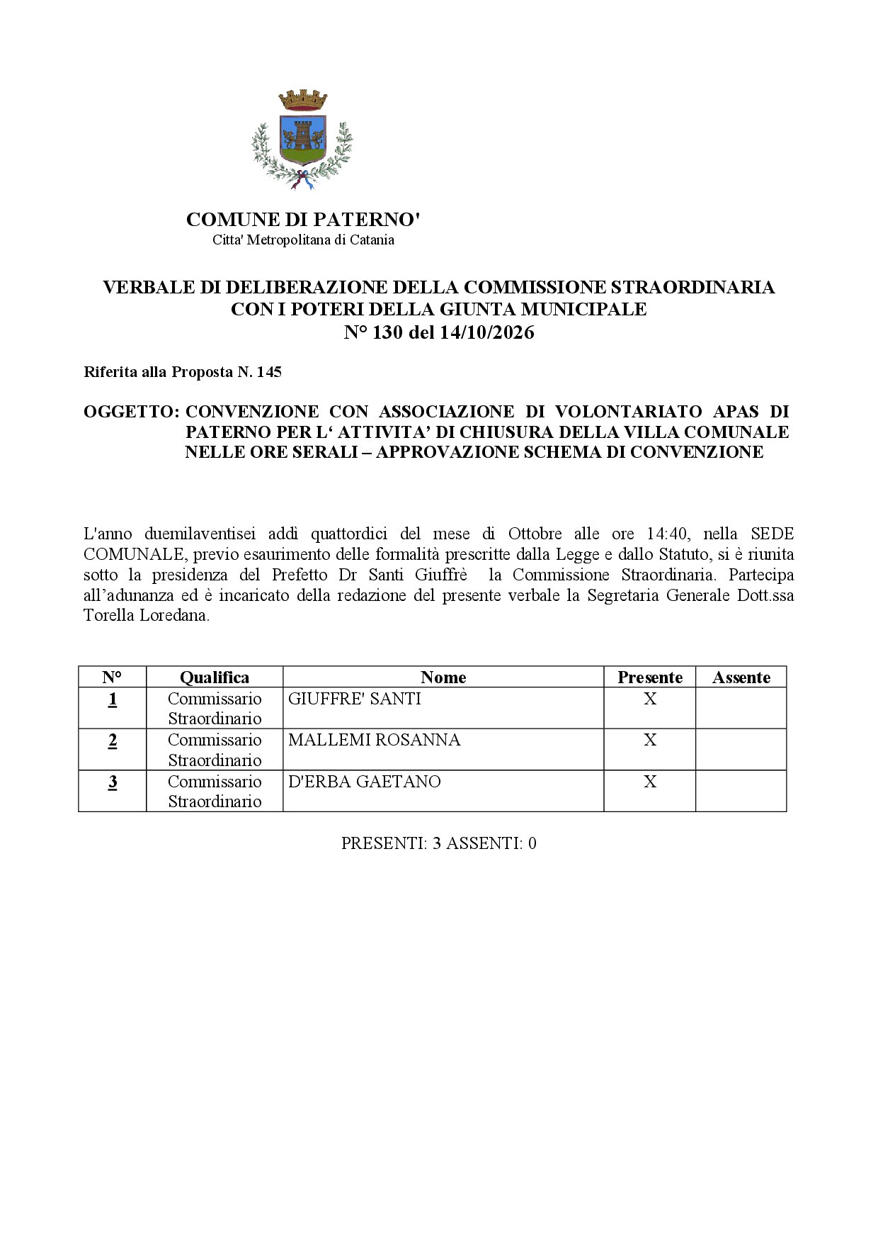 Paternò, Villa Moncada: cancelli chiusi alle 20, i commissari approvano la convenzione